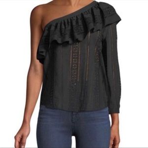 NWT Veronica Beard Cruz Eyelet One Shoulder Top.
